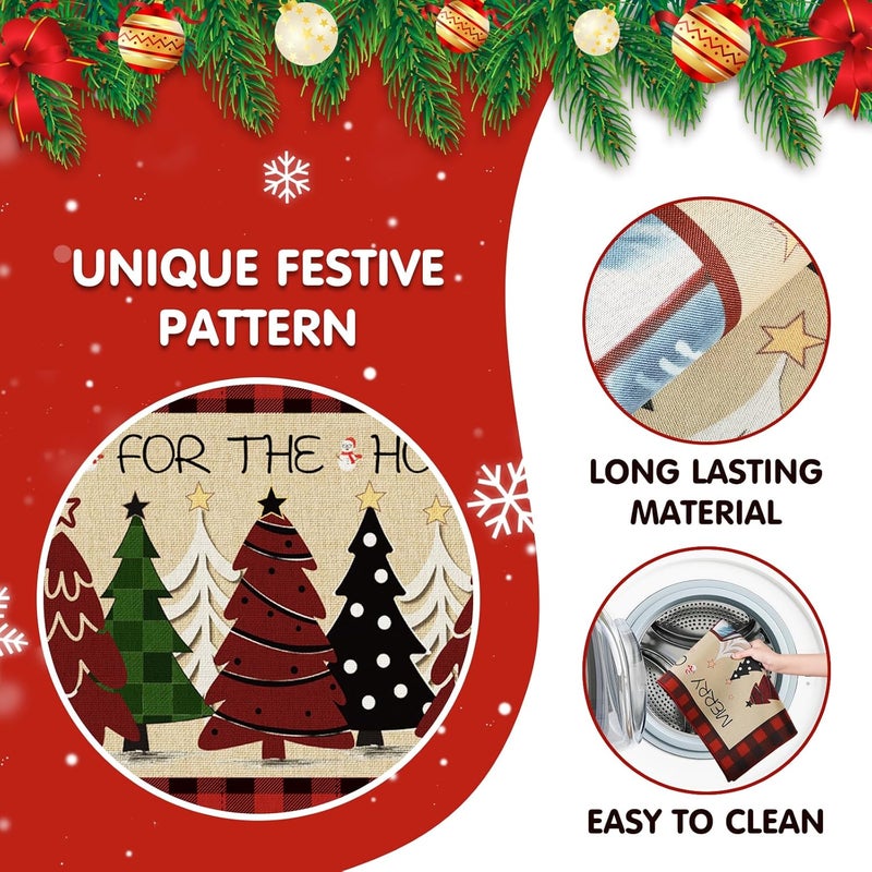 StepRite Kitchen Mats for Floor, 2 PCS Christmas Kitchen Rugs, Non-Slip Bottom with Christmas Tree Print, Low-Profile Mat for Home, Office, Sink, Kitchen,Hallway,Holiday Decor(17”x30”+17”x47”-Red) - Image 4